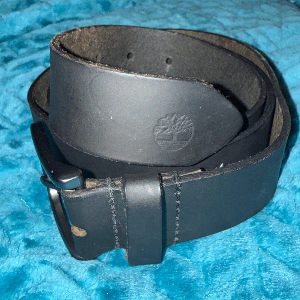 Timberland Men's Matte Black Leather Belt - 38